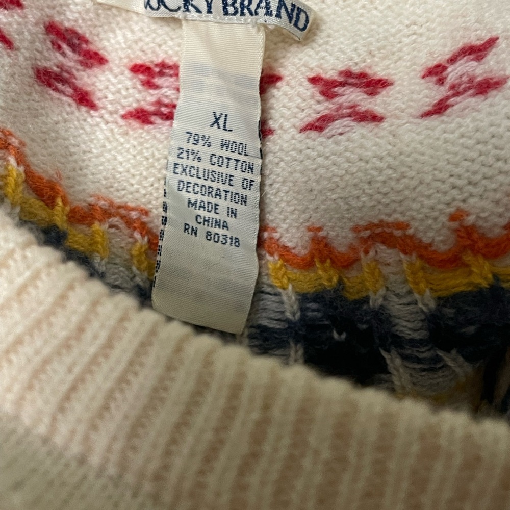 Lucky Brand Wool Blend Fair Isle Sweater XL – Winter Nordic Knit - Picture 3 of 4